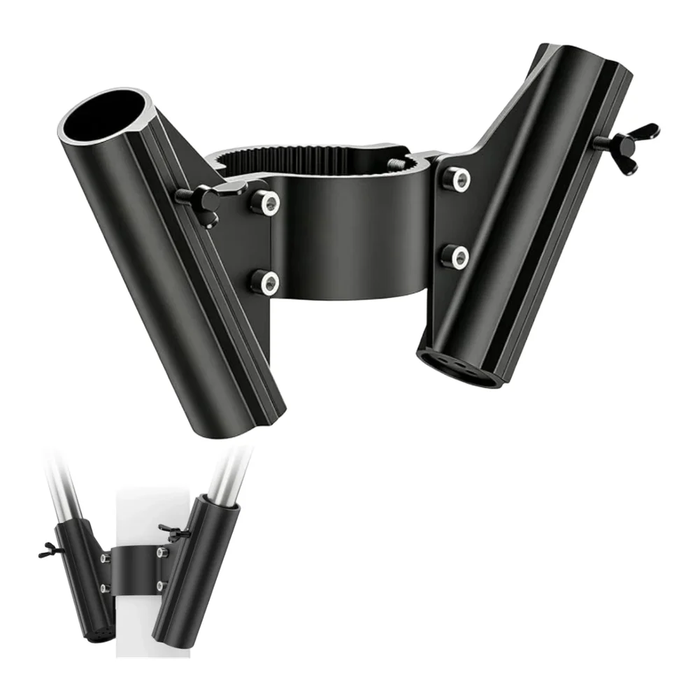 Aluminum Dual Flag Pole Mount Bracket For 1 Inch Flags Fit 2 2.25 Inch Trailer Tongue Jack RV Vehicle Accessories