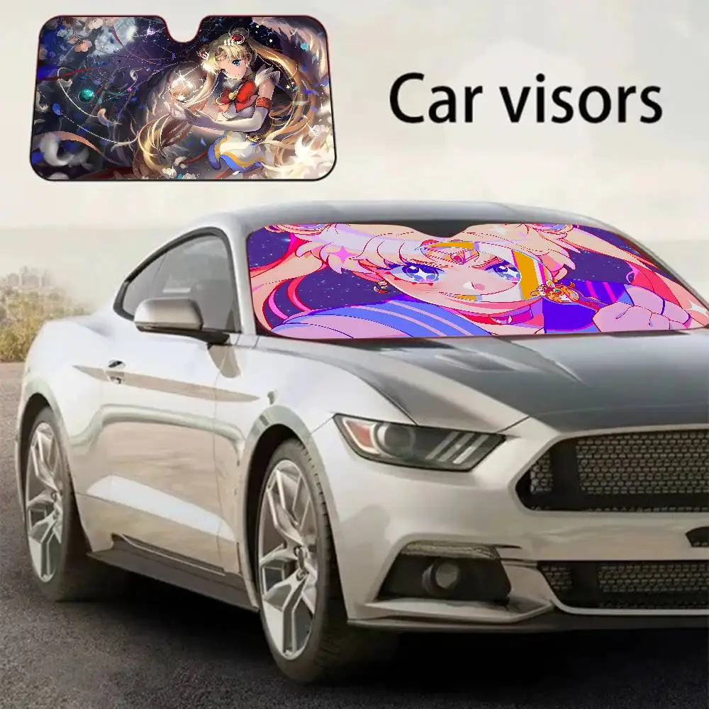 

Anime R-Role S-Sailor M-Moon Car Window Sun Shade Windshield Anti-UV Protection Front Rear Windshield Cover Visor Accessories