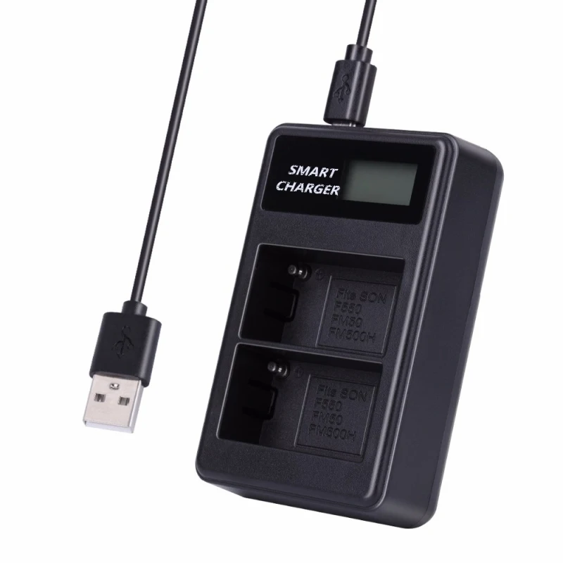 For Sony NP-F550 Battery USB Smart Charger Lntelligent LCD Display Dual-charge For Sony NP-FM500H / NP-FM50