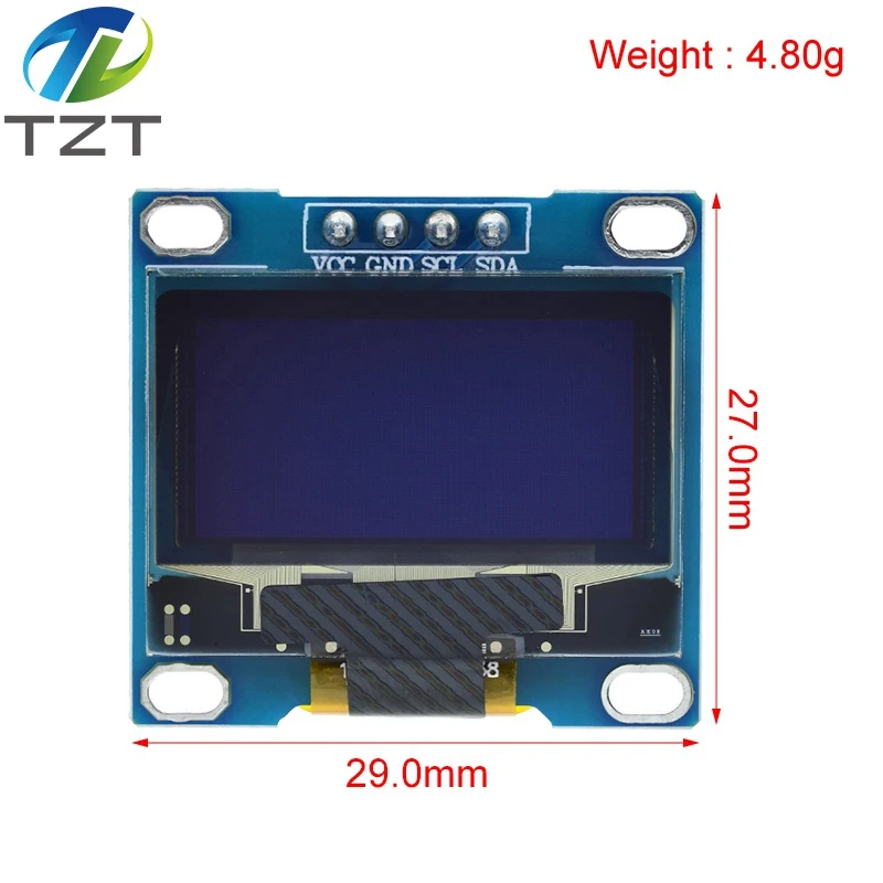 TZT ROHS Certification 0.96 inch oled IIC Serial White OLED Display Module 128X64 I2C SSD1306 12864 LCD Screen Board For Arduino