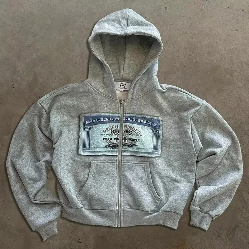 American style autumn and winter clothes thick unisex simple daily versatile hooded sweatshirt jacket