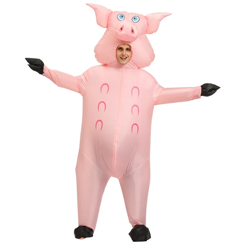 2024 Christmas role play suit inflatable costume adult kids pink pig Santa Claus party fancy dress for men women