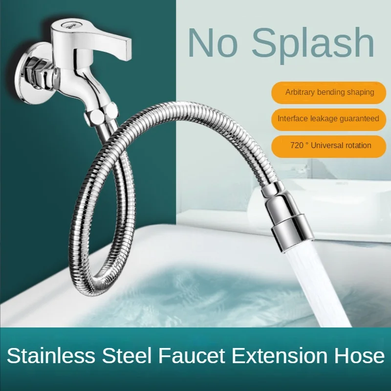 360° Rotation Faucet Extender 12/20/30/50cm Anti-Splash Nozzle Aerator Stainless Steel Sink Extension Hose Bendable 1/2 Modes