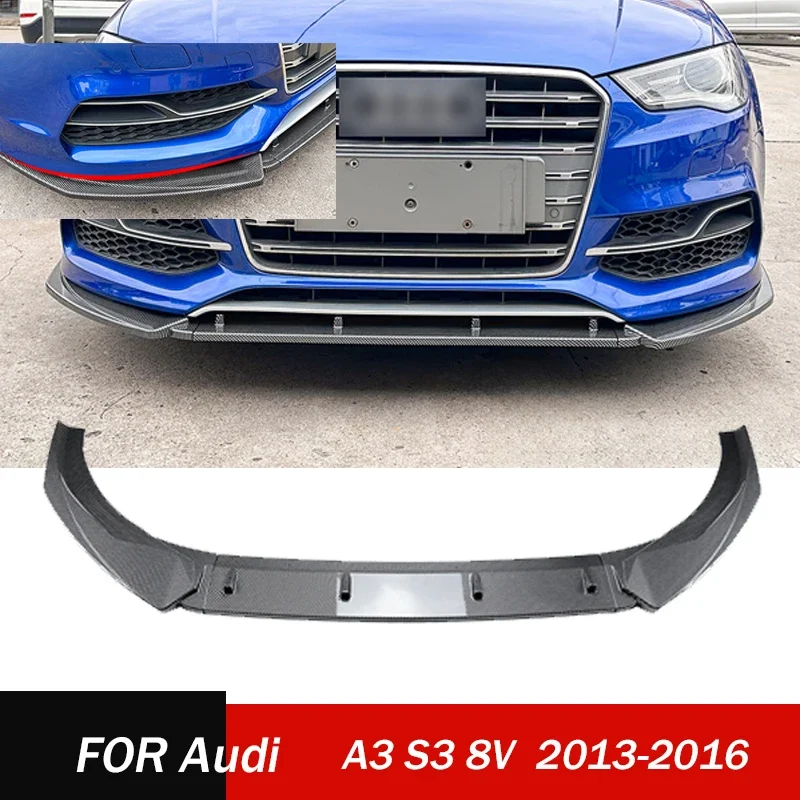 

For Audi A3 S3 8V Front Bumper Splitter Lip A3 TFSI TDI FSI S-Line 2013-2016 Pre-Lci Bumper Diffuser Spoiler Guard Body Kits