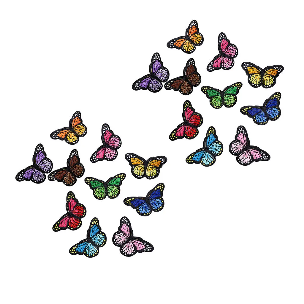 20pcs/Pack Butterfly Iron on Patches Embroidery Applique Patches for Arts Crafts