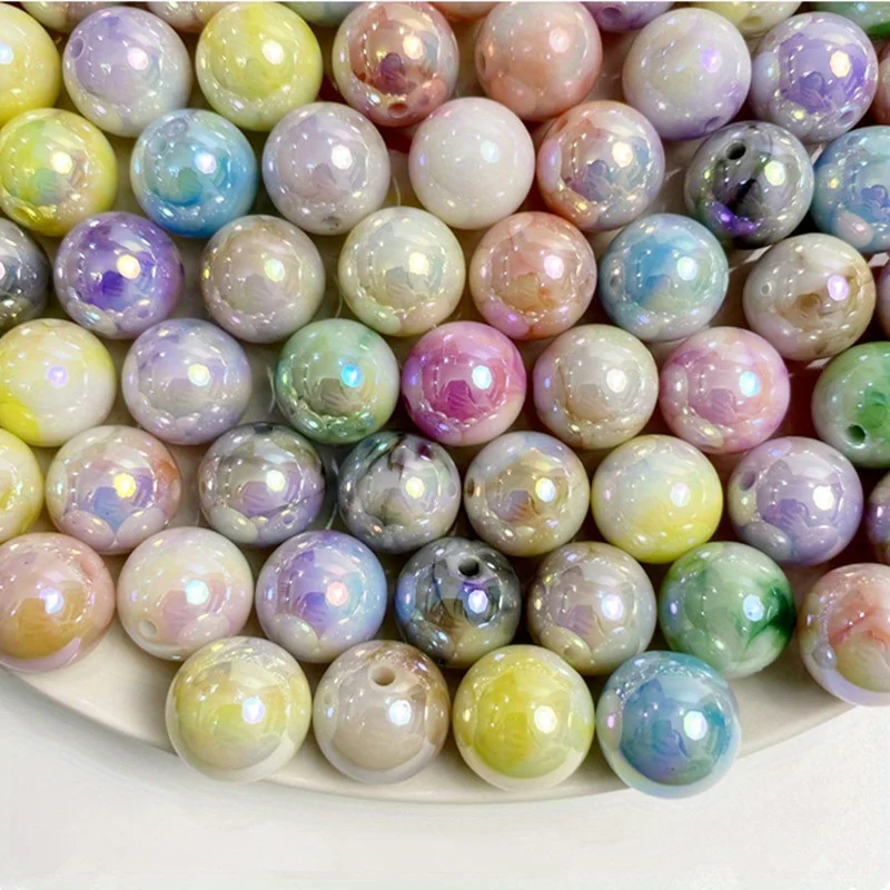 20Pcs 16mm Acrylic Electroplating UV Gradient Dual Color Plated Cloud Beads Beautiful Items Decorated For DIY Handmade