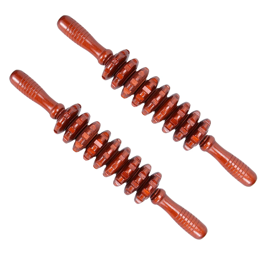 

2Pcs Massage Stick Wooden Roller Full Body Massager Yoga Relax Rod Belly Tool Back Shoulder Neck Waist Legs Thighs Calves Arm