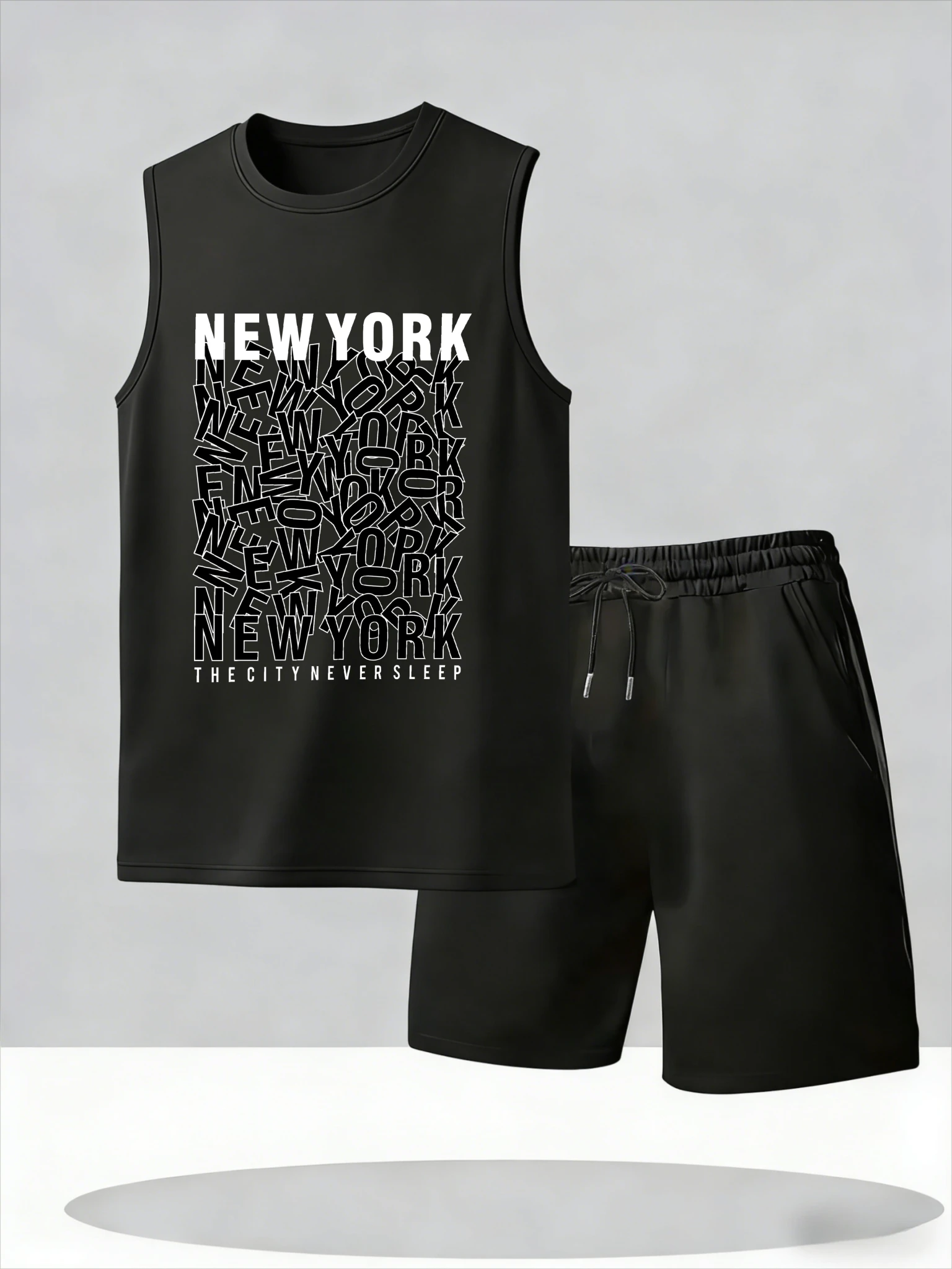 

Men's Tank Top Sets 2026 Summer Thin Quick Dry crewneck beach jogging suit oversize men's chandals Breathable seaside running