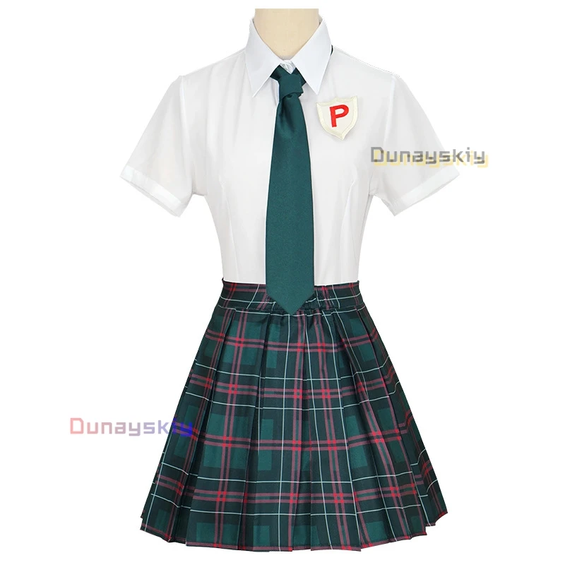 Anarquia cosplay calcinha & meia com cinta-liga calcinha traje peruca jk uniforme escolar gravata saia camisa branca acessórios de cabelo longo