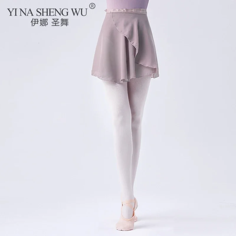 Ballet Practice Skirt Dance Gauze Skirt Adult One Piece Skirt Lacing Gray Purple Skirt Women Girl Dance Practice Accessory Skirt