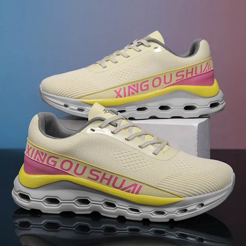 

Мужские кроссовки для бега, роскошные сетчатые кроссовки для джоггинга и бездорожья, дышащие, с амортизацией, нескользящие, для активного отдыха, парные, для соревнований