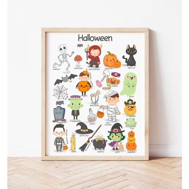 

Настенный декор для детской комнаты: картины на холсте, постеры, принты, изображения для осени, Хэллоуина, зимы, Рождества, Монтессори