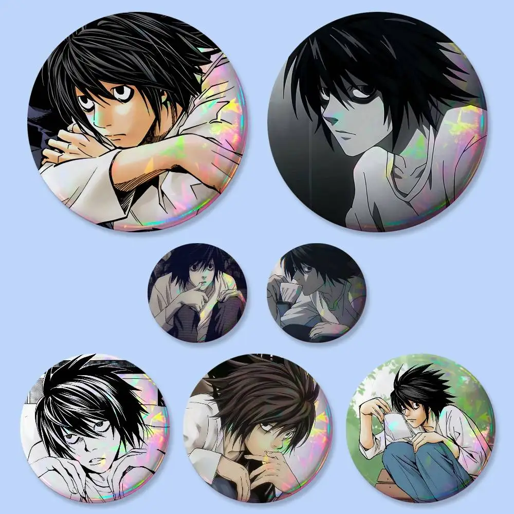 1pc Cartoon Character L Lawliet Badges Button Round Creative Pin Brooch Badge Bag Decor Accessories Fans Collect Friends Gifts