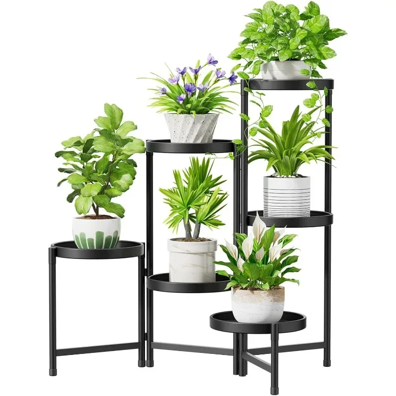 

6 Tier Large Plant Stand Indoor with 10 Inch Wide Tray, Tiered Corner Metal Outdoor Flower Display Holder Shelf