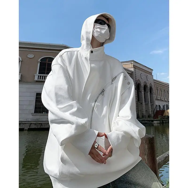 

Чисто белая толстовка на молнии Cleanfit: весенне-осенняя, плотная, парная, свободного кроя, повседневная, молодежная, трендовая