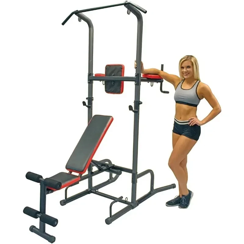 Functional Cross Gym Style Training Power Tower Adjustable Workout Bench System for Pull Ups and Dips Fitness