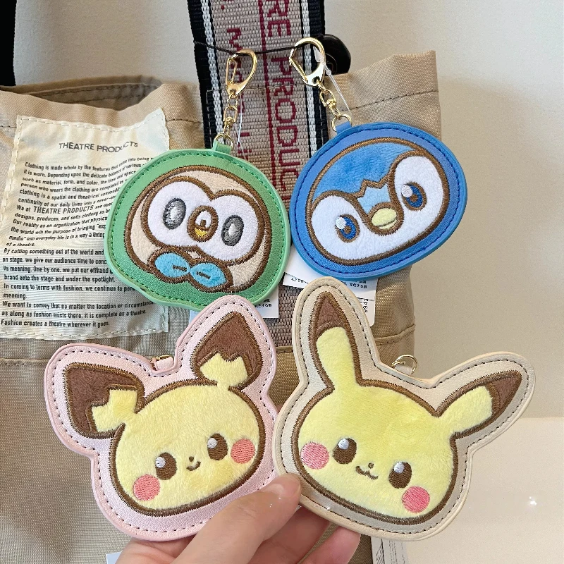 Llavero de Pokémon, Anillo para Llaves, Adorno de Bolsa Bordado con Dibujos Animados, Pikachu, Pichu, Accesorio Decorativo de Anime para Adultos