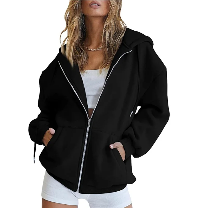 2023 Women's Fashion Warm Leisure Sports Hoodie Coat Jacket Hoodie Cardigan Loose Coat
