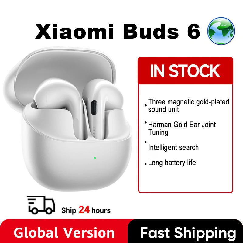 Versión Global Xiaomi Buds 6 Auriculares TWS 35h de duración de batería Bluetooth 5.4 Audio sin pérdidas Reducción de ruido semi intraaural