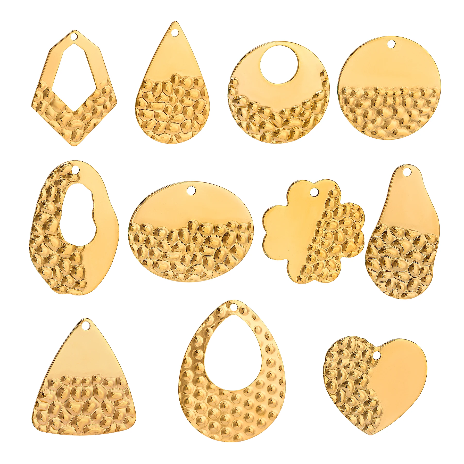 Großhandel 10 Stück Edelstahl Geometrische Blumen-Herz-Wassertropfen-Anhänger-Ohrring-Verbinder für DIY-Schmuckherstellung – Detail 8