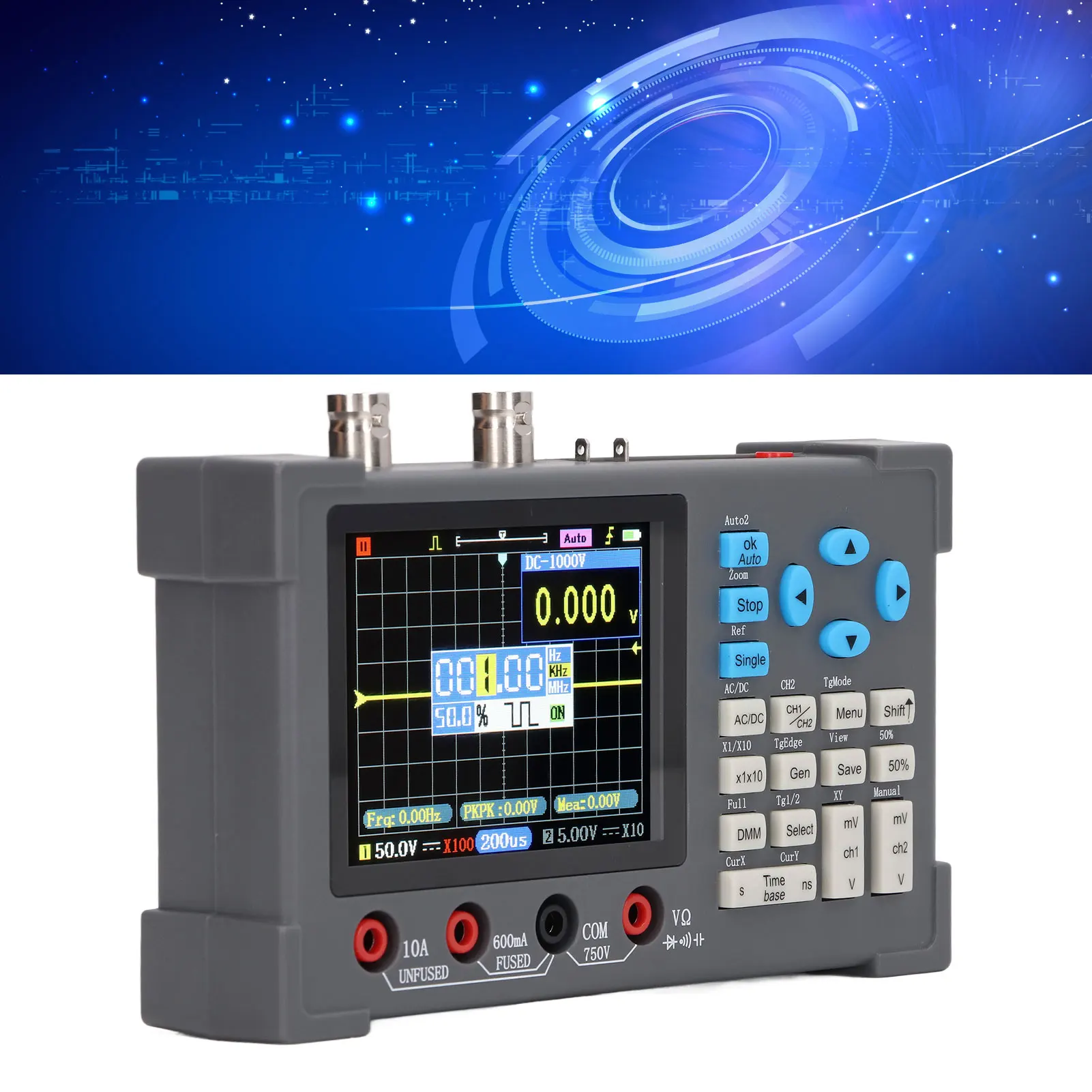 

Digital Oscilloscope Multimeter Digital Oscilloscope 3 in 1 Multimeter Generator 120M 250MSa/s 3.2in Display 2 Channel