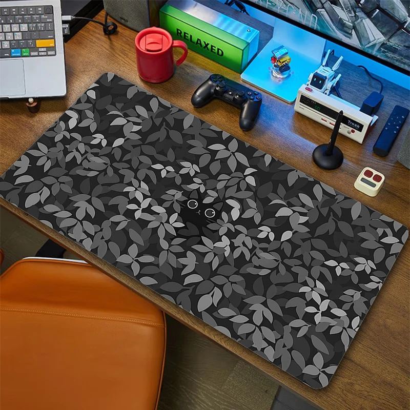 Alfombrilla de ratón de hierba de planta linda, alfombrilla de escritorio de gato Kawaii grande, alfombrilla de ratón grande para computadora, accesorios para juegos de Pc, alfombrilla de ratón XXL