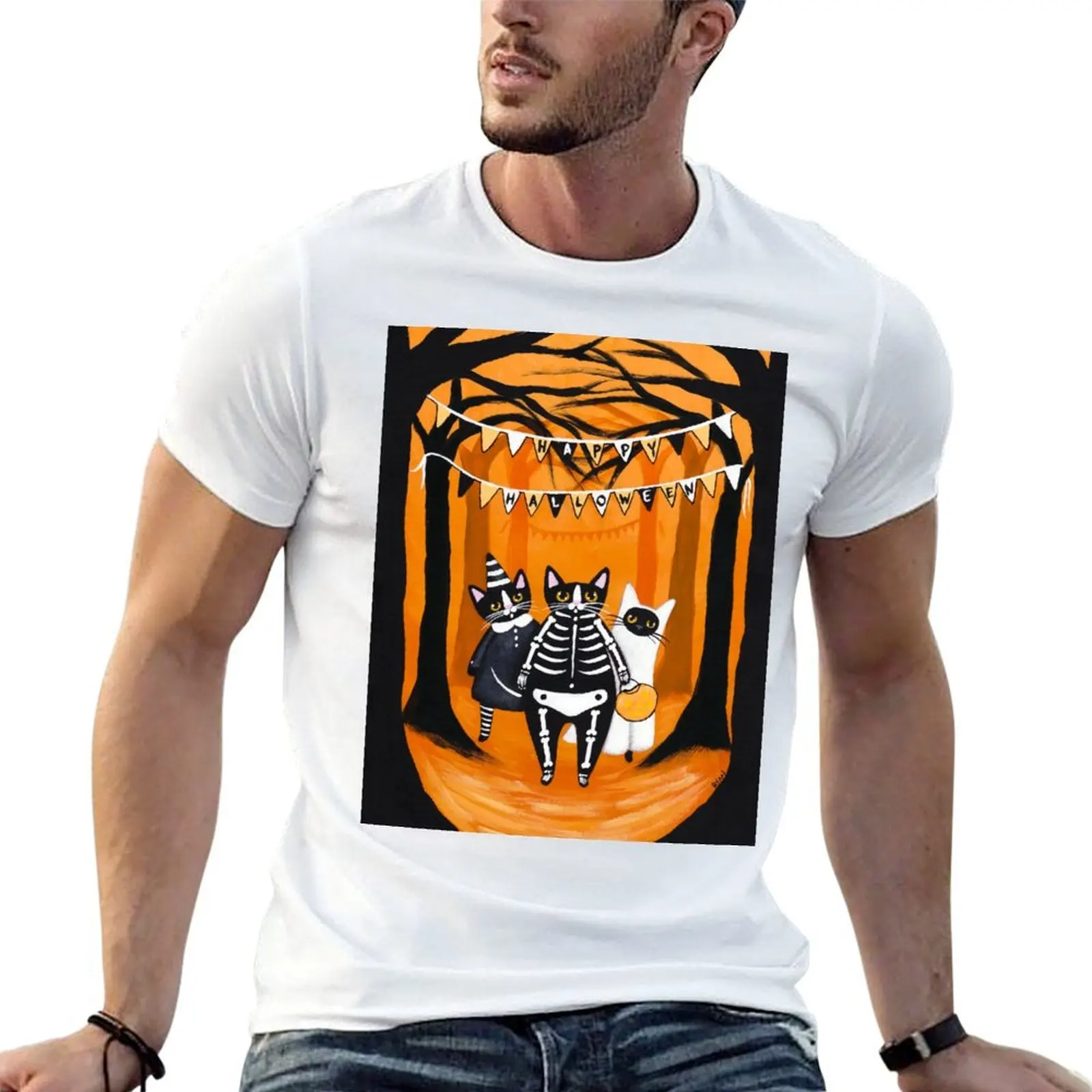 

The Halloween Cats T-Shirt man t shirt cotton cotton t shirt man t shirts with prints T-shirt