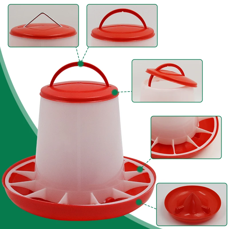 2 قطعة 1.5/3/6/9/12 كجم دلو مع وحدة تغذية الدواجن الأوتوماتيكية الدجاج برميل السمان موزع بلاستيك المغذية دلو لوازم المزرعة المنزلية