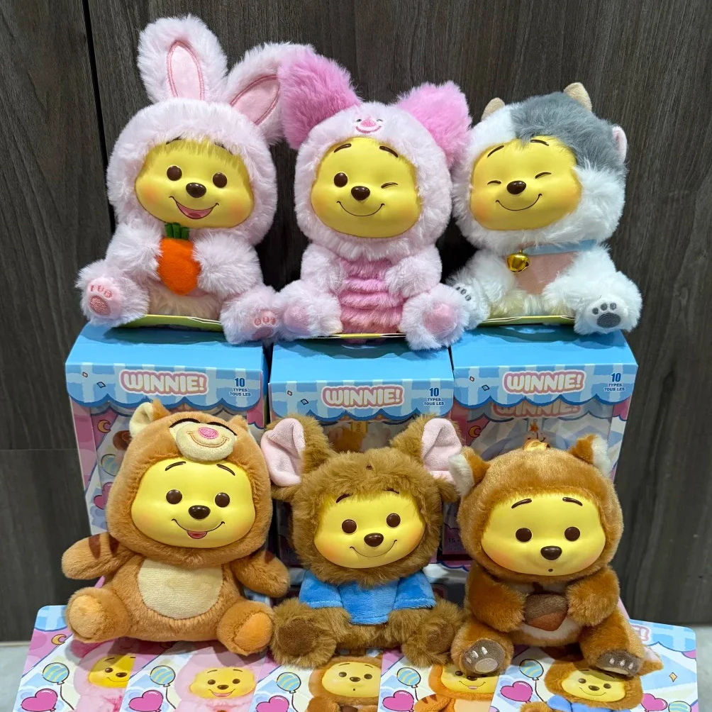 

In Stock Genuine Disney Winnie The Pooh Naughty Party Series Vinyl Plush Blind Box Cartoon Hug Decorative Pendant Doll Kid Gift