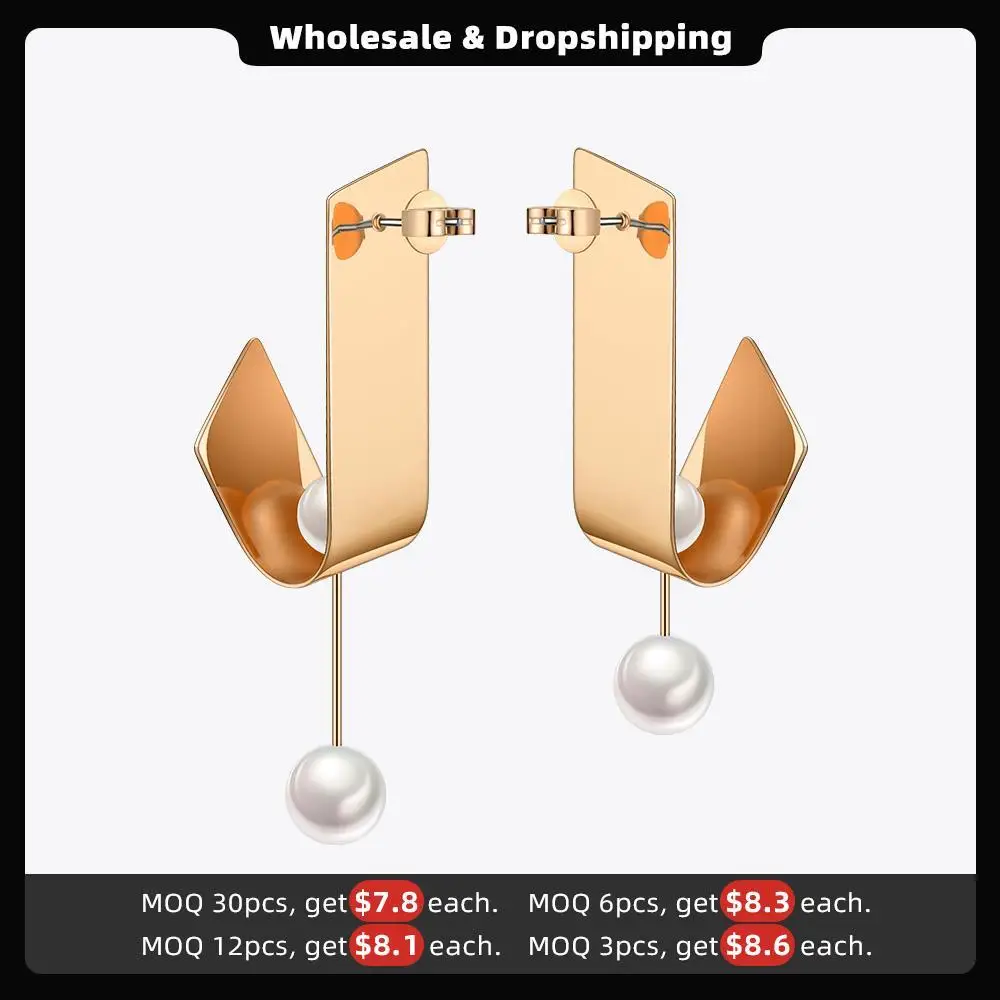 ENFASHION Trending Products Pearl Drop Earings Fashion Jewelry For Women Stainless Steel Earrings Brincos Christmas EFJ181055