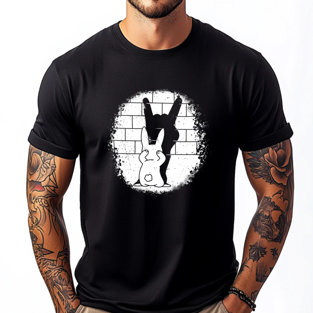 

Rabbit Puppet Shadow On Devil Is Horns Shirts Men Camisas De Hombre Chinese 3d Printed T Shirts Men's T-Shirt T Shirt