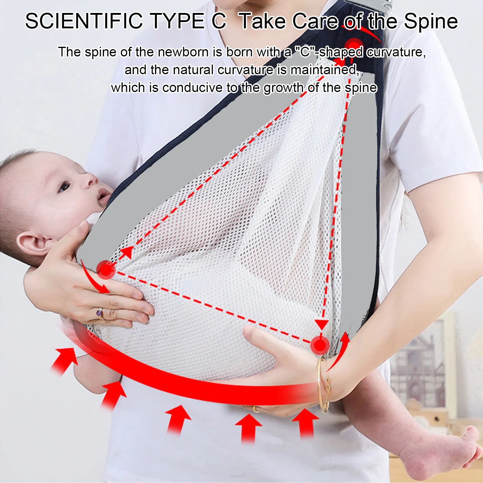 Breathable Baby Carrier Breathing Mesh Infant Toddler Carrier With Thick Shoulder Strap Scientifically Designed Baby Sling