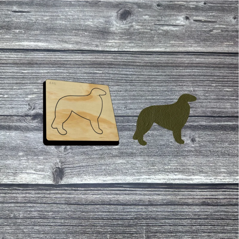 Plantilla de corte de cuero con silueta de Borzoi, forma de raza de lobo ruso para pendientes y manualidades