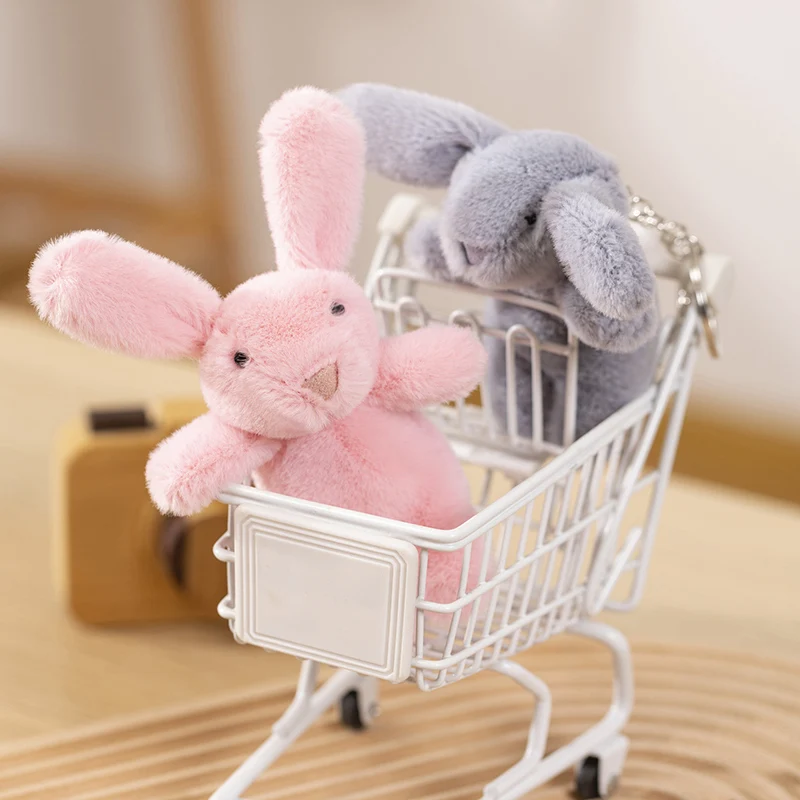 Small Rabbit Plush Keychains Cute Plushie Doll Anime Kawaii Bunny Toys for Children Pendant Key Chain Woman Girl Birthday Gift