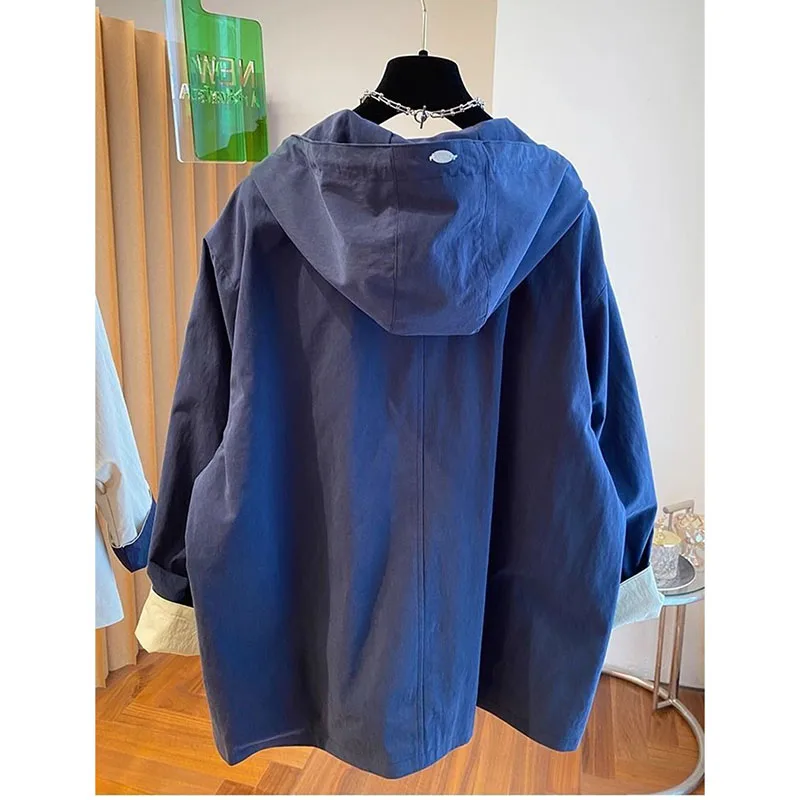 Veste coupe-vent coréenne à capuche pour femmes, manteau doublé de collision de documents, coupe-vent pour femmes, mode printemps automne, 2025