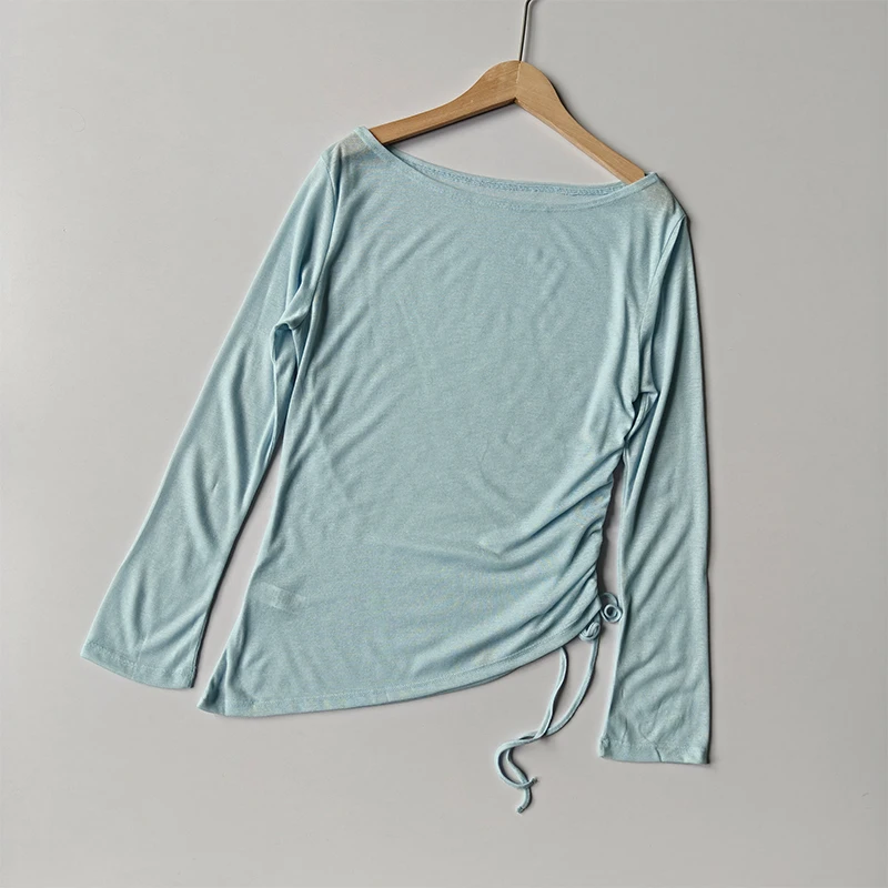 

Женский тренировочный топ с открытыми плечами, длинная накидка с асимметричным подолом и шнурком, свободная одежда для отдыха для йоги