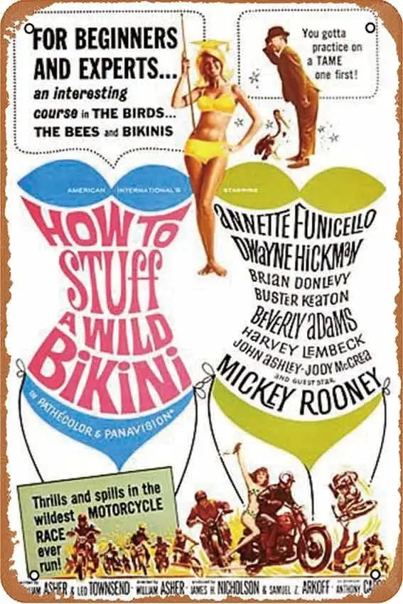 How to Stuff a Wild Bikini Movie Plaque Poster Metal Tin Sign 8