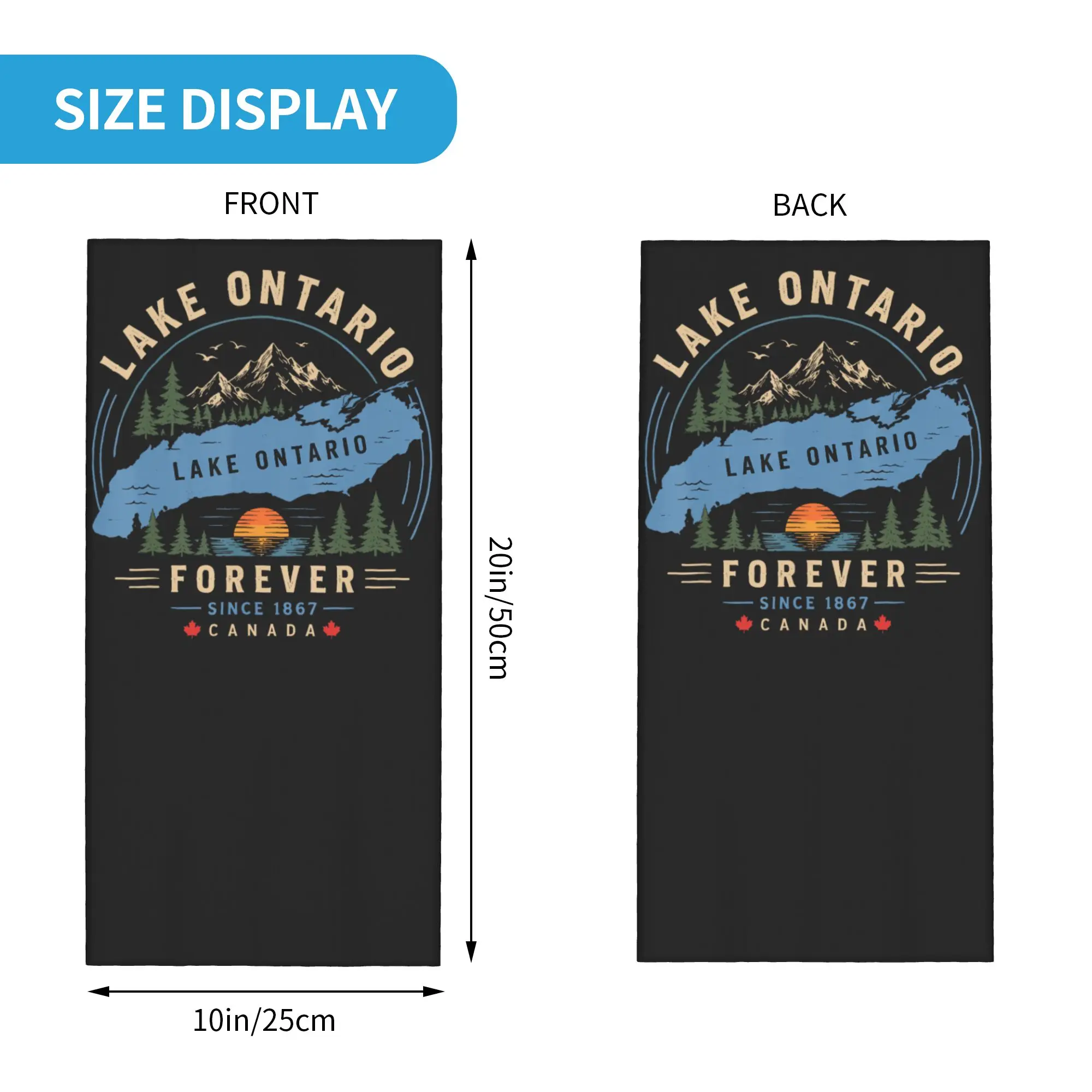 Lake Ontario Forever Canada Since 1867 Bandana Neck Gaiter Printed Lakeside Balaclavas Face Mask Scarf Headband Adult All Season