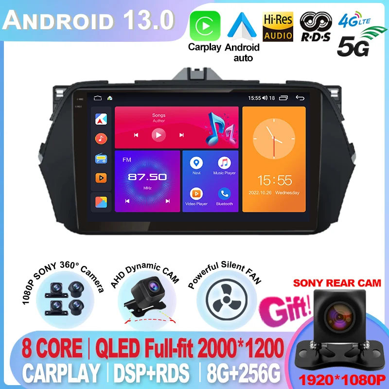 

For Suzuki Alivio Ciaz 2014 - 2019 Car radio Carplay DSP Autoradio Android 13 auto Car stereo Multimedia player 4G wifi