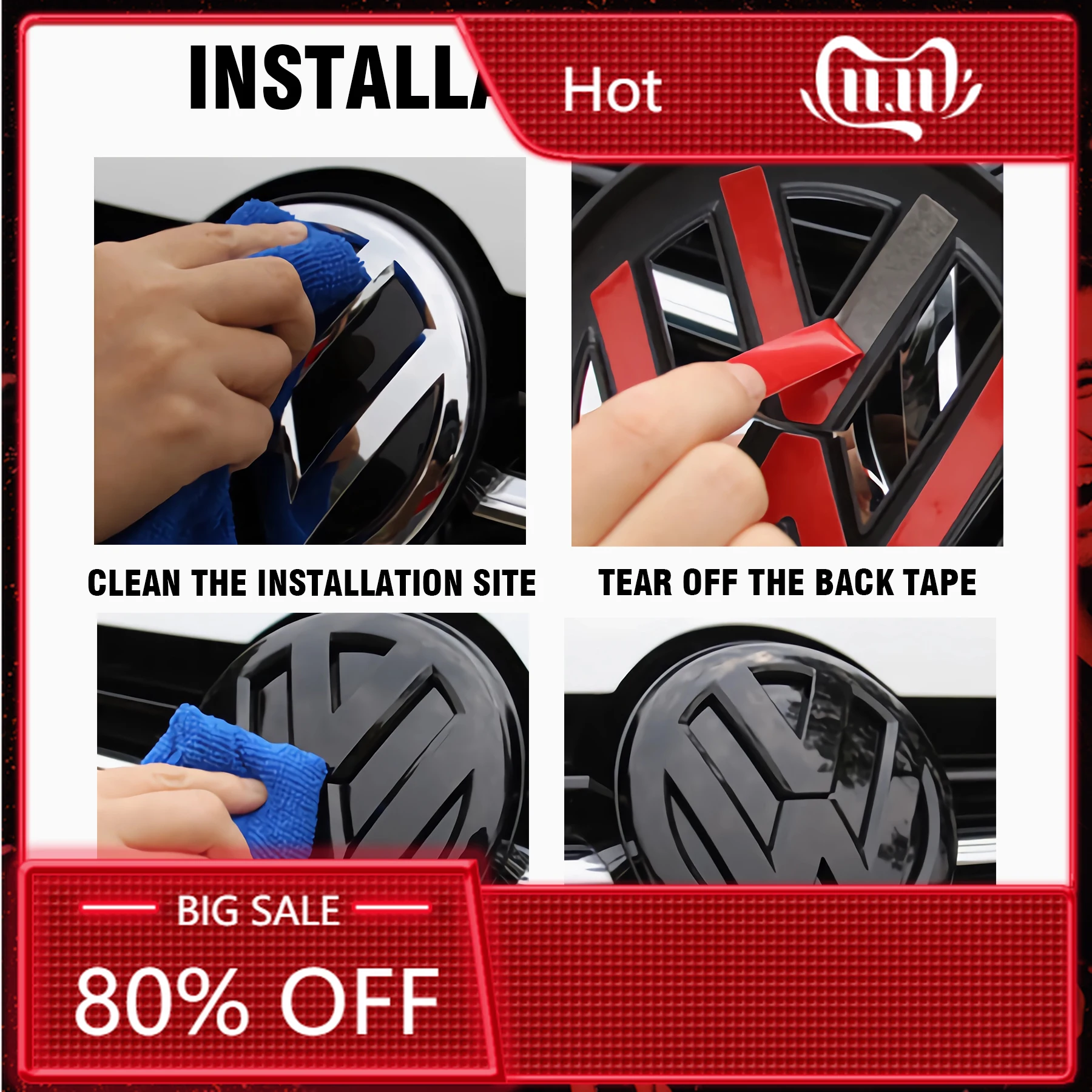 

Горячая новинка 2026: Наклейки-эмблемы на переднюю решетку и крышку багажника для Volkswagen Touareg 2016-2017