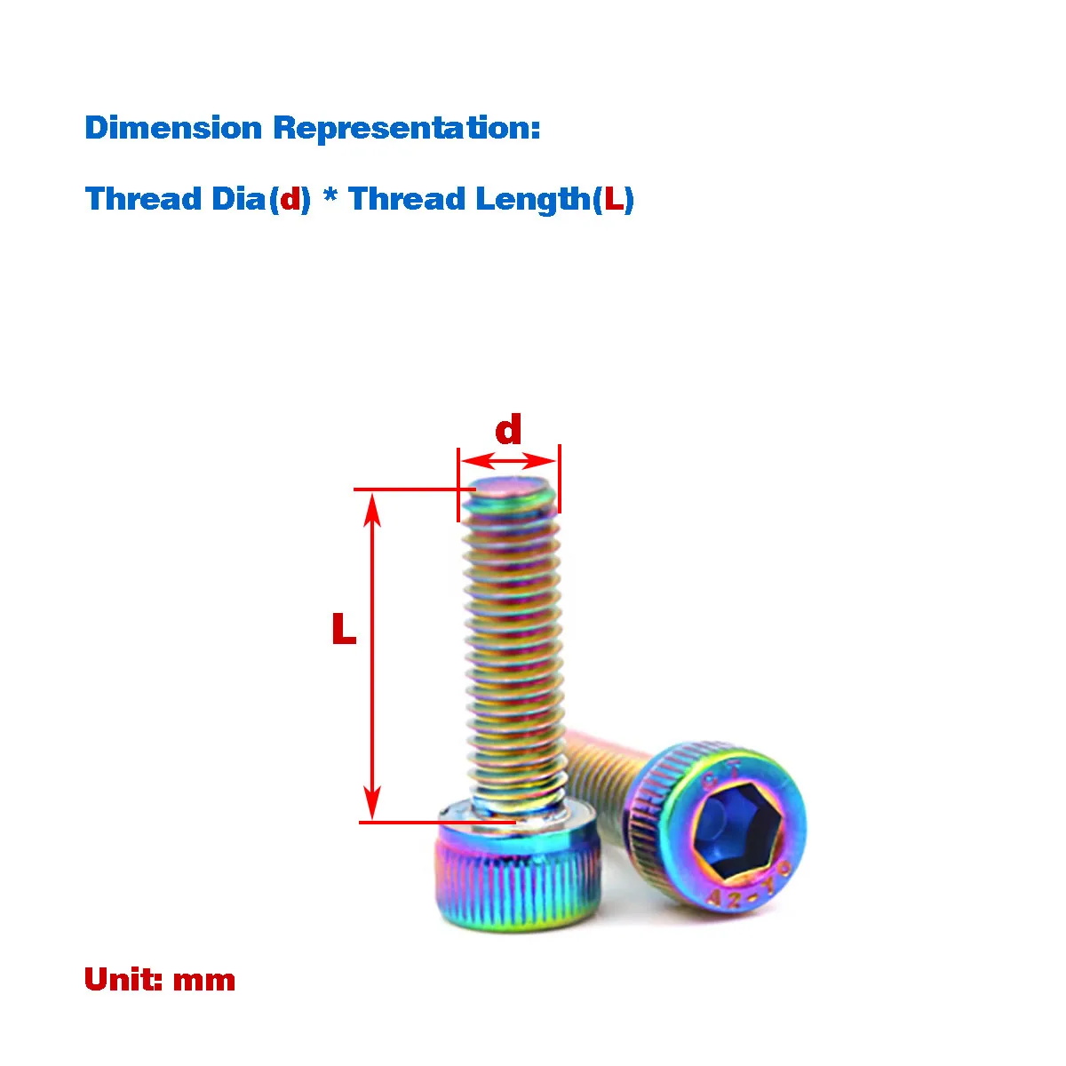 

304 Stainless Steel Vacuum Plated Seven Color Cylindrical Head Socket Head Screws / Colorful Motorcycle Modification Bolts