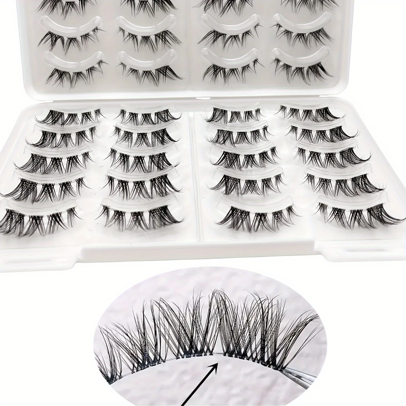 20 paia di ciglia finte, ciglia manga, ciglia finte visone 3D cosplay, ciglia corte naturali a striscia completa, stelo trasparente morbido Natu