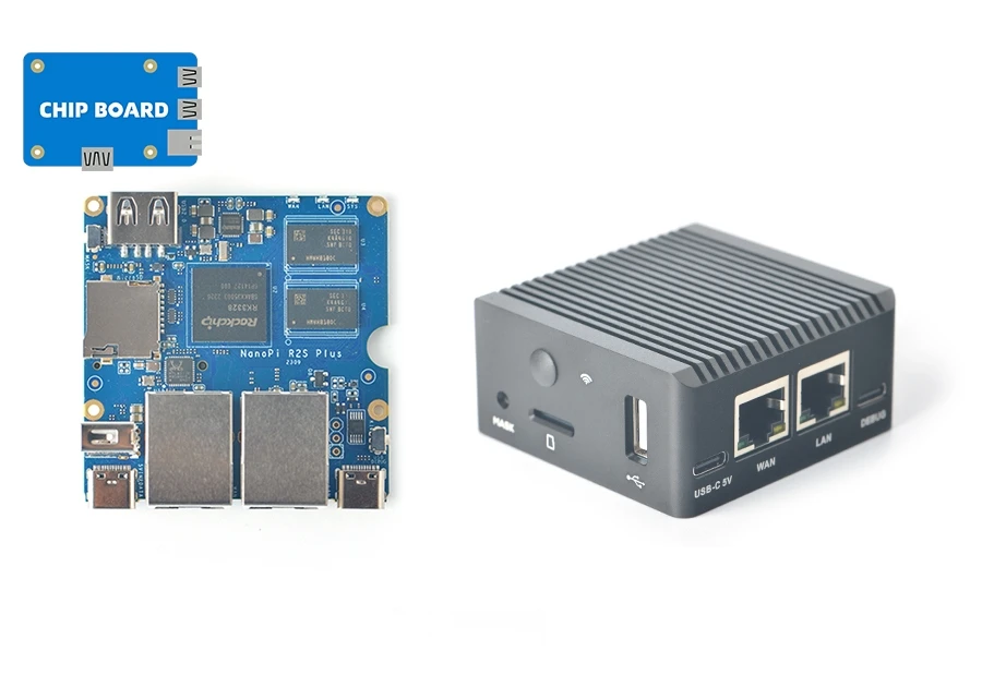 

NanoPi R2S Plus Mini Development Board RK3328 Dual Gigabit Ethernet Ports 32GBeMMC Supports M.2WiF
