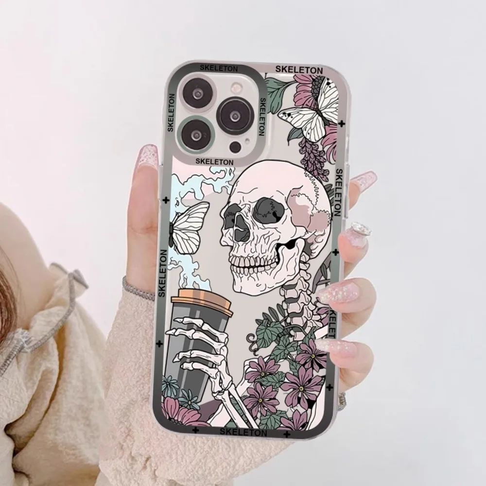 Skeleton Cat Painted Phone Case For Samsung A 10 20 30 70 13 21 32 72 22 51 52 53 71 73 32 4g 32 5g Fundas