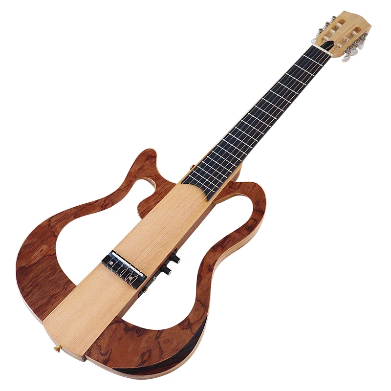 Left Hand Silence Classical Guitar 39 Inch Full Canada Matte 6 String Maple Wood Body One Side Can Foldable Silent Guitar