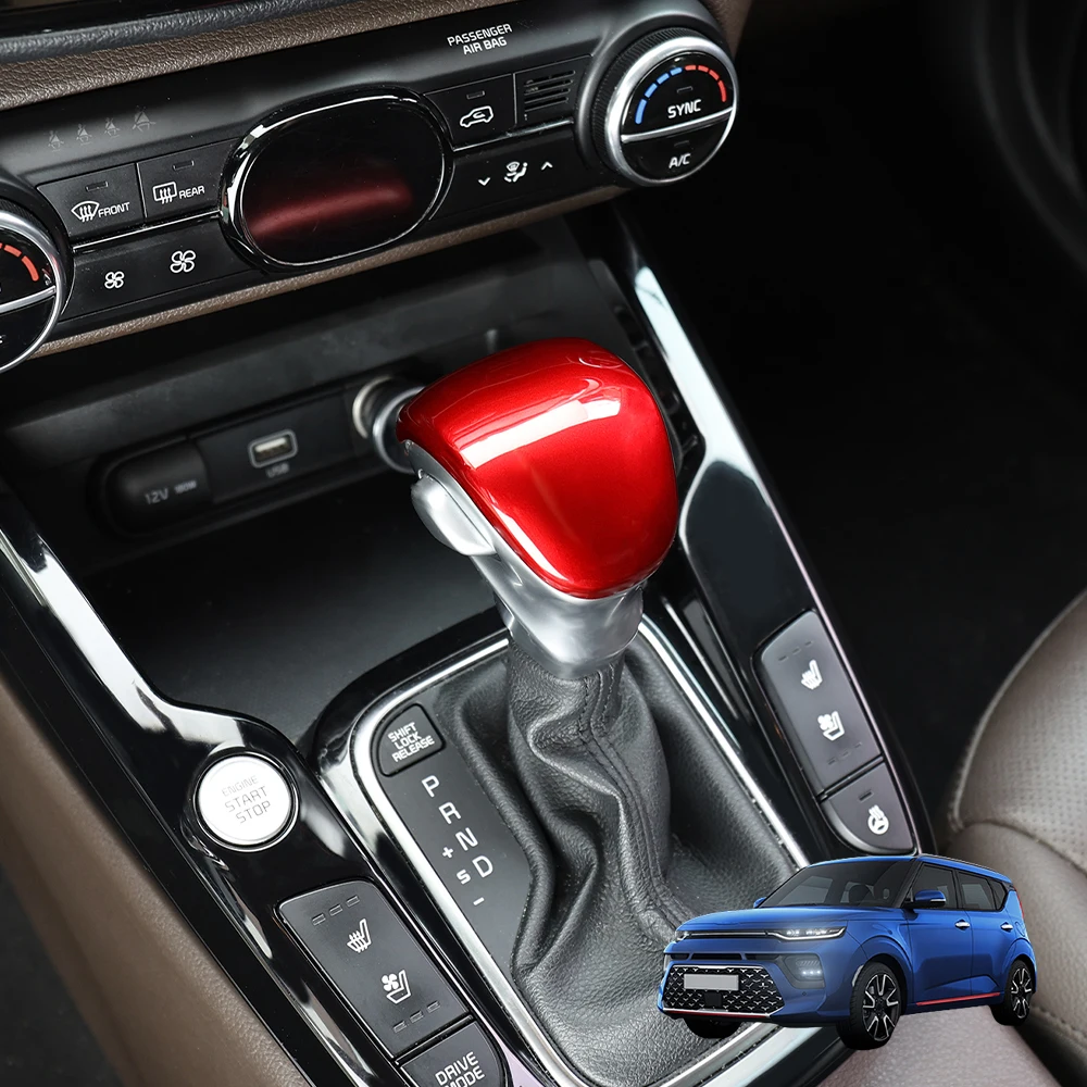 

ABS Carbon Fiber Style Console Gear Lever Head Trims Shift Knob Cover Car Interior For KIA Soul 2020-2025 LHD/RHD