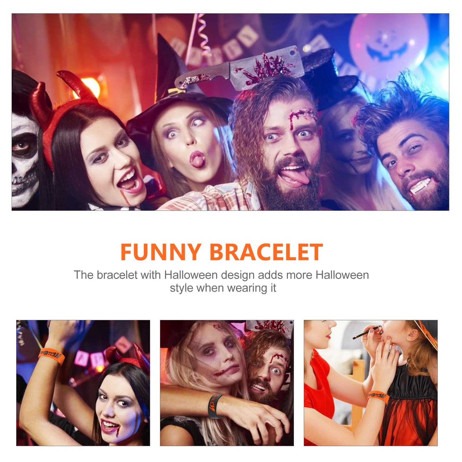 

2pcs Silicone Bracelet Halloween Design Eco-Friendly Funny Wrist Chain Gift for Friends Fashionable