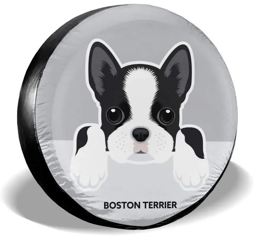 

Delerain Boston Terrier Puppy Spare Tire Covers for RV Trailer SUV Truck and Many Vehicle, Wheel Covers Sun Protector Water