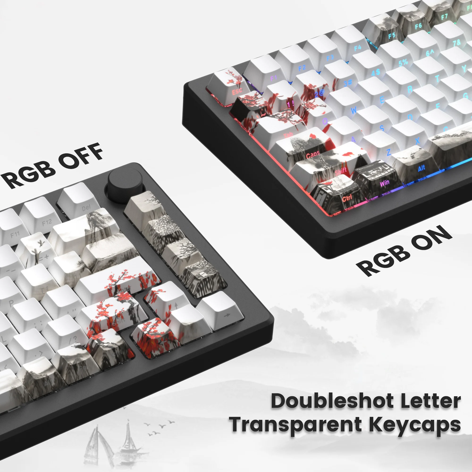 127 Tasten glänzen durch Pflaumenblüte Kirschprofil-Tastenkappe PBT-Tastenkappe Dye-Sub Cherry MX-Schalter für mechanische Gamer-Tastatur