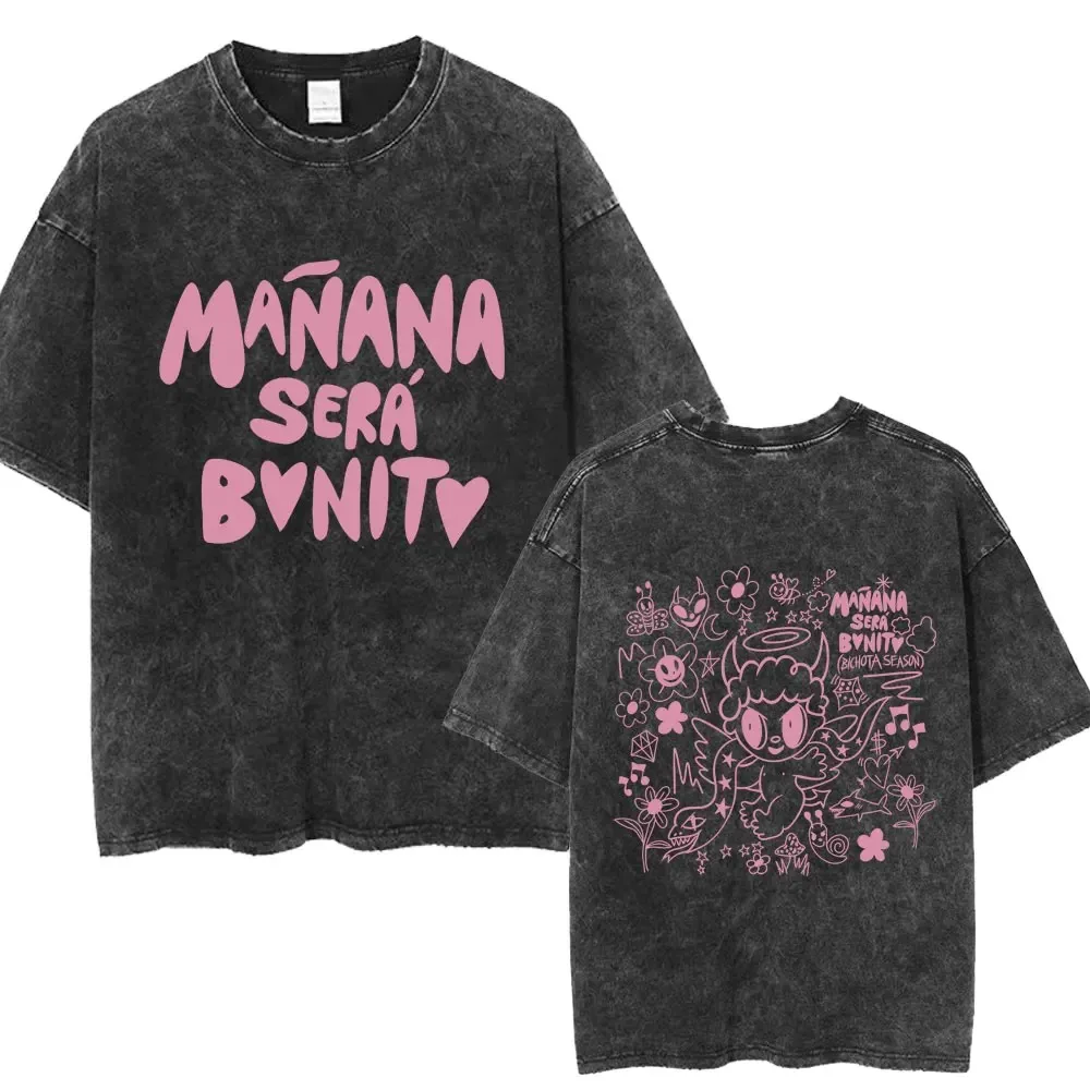 Caliente Karol G Bichota álbum de música camiseta lavada Hip Hop moda hombres mujeres algodón hombres mujeres ropa Classi camisetas suaves de alta calidad